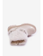 Eko Kožené Boty Pro S Kožíškem A Přezkami Béžové model 21678938 - Boto Eko Kožené Boty Pro S Kožíškem A Přezkami Béžové model 21678938 - Boto