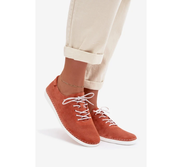 Dámské polobotky z přírodního semiše S.Barski LR61-7080 Oranžové