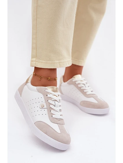 Dámské tenisky z pravé kůže LR61-7091 Bílé Dámské tenisky z pravé kůže LR61-7091 Bílé