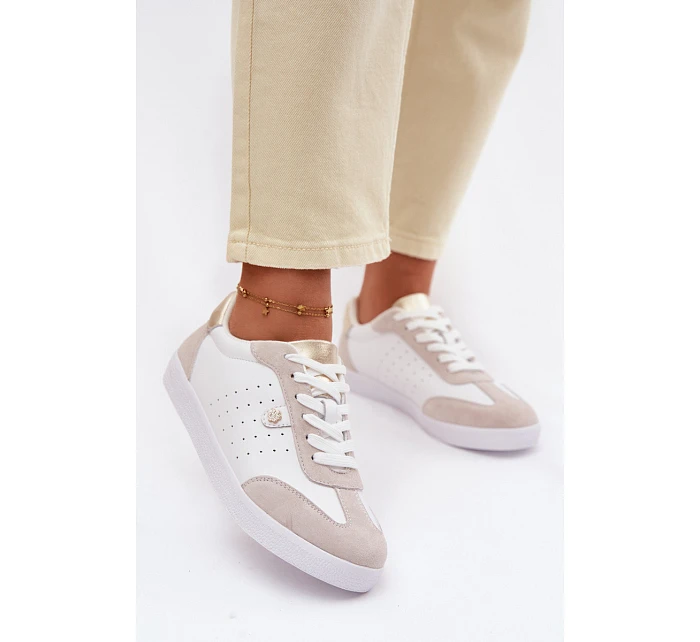 Dámské tenisky z pravé kůže LR61-7091 Bílé Dámské tenisky z pravé kůže LR61-7091 Bílé