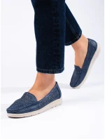 Moderní mokasíny dámské modré bez podpatku Moderní mokasíny dámské modré bez podpatku
