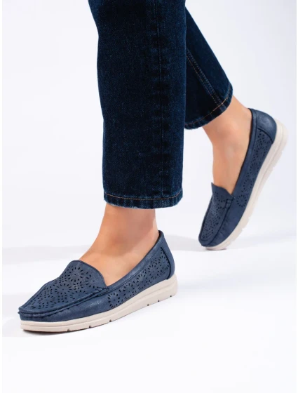Moderní mokasíny dámské modré bez podpatku Moderní mokasíny dámské modré bez podpatku