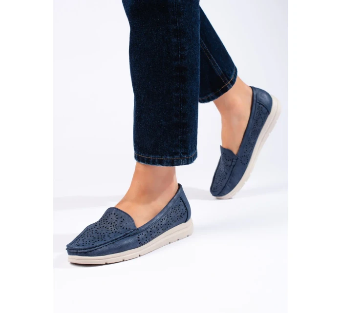 Moderní mokasíny dámské modré bez podpatku Moderní mokasíny dámské modré bez podpatku