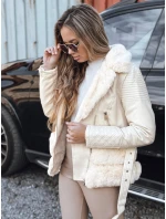 Dámská kožená bunda ramones s kožešinou krémová FashionStreet TY5275 Dámská kožená bunda ramones s kožešinou krémová FashionStreet TY5275
