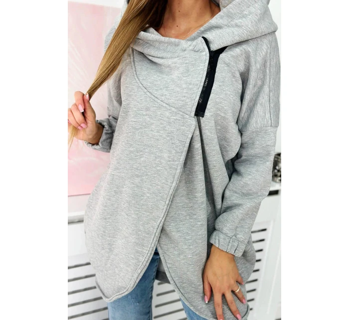 Šedá mikina s krátkým zipem