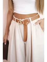 Široké kalhoty s páskem béžový