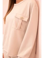 Komplet dámský máslový mikina a kalhoty s gumou béžový Komplet dámský máslový mikina a kalhoty s gumou béžový