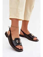 Dámské sandály na nízkém podpatku s ozdobou S.Barski KV61-6037 Černé