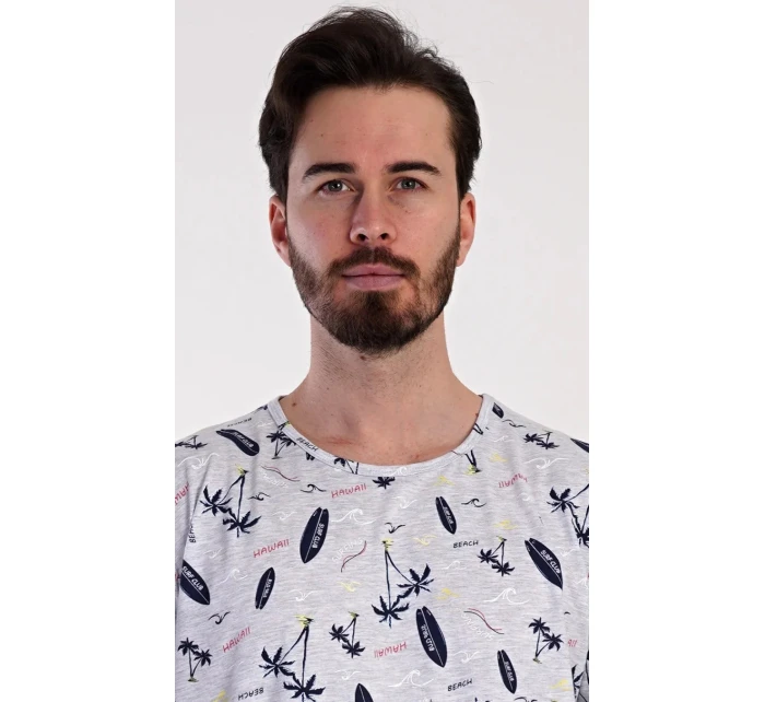 Pánská noční košile Surfing Šedá s potiskem - Vienetta Pánská noční košile Surfing Šedá s potiskem - Vienetta