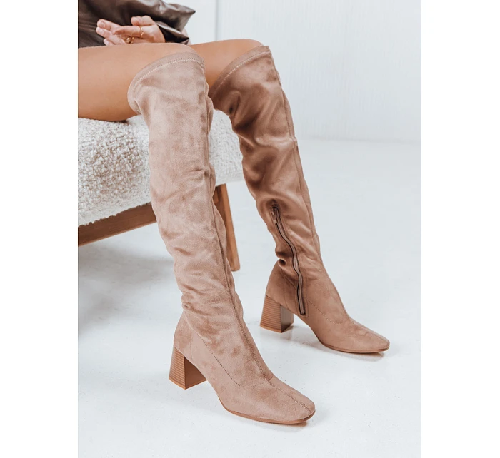 Dámské kozačky 5759 ZY1244 béžové - FashionStreet