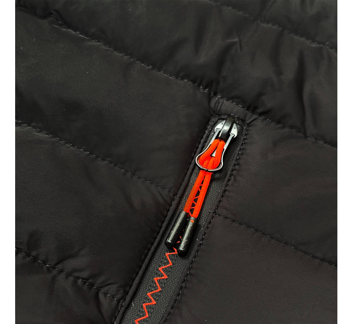Černo-grafitová prošívaná dámská bunda s kapucí (8M912-392)