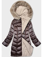 Dámská oboustranná zimní bunda s kapucí hnědobéžová (B8202-14046) Dámská oboustranná zimní bunda s kapucí hnědobéžová (B8202-14046)