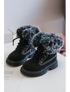 Dětské Trapery Botky na Zip s Kožíškem Černá model 21640144 - Boto