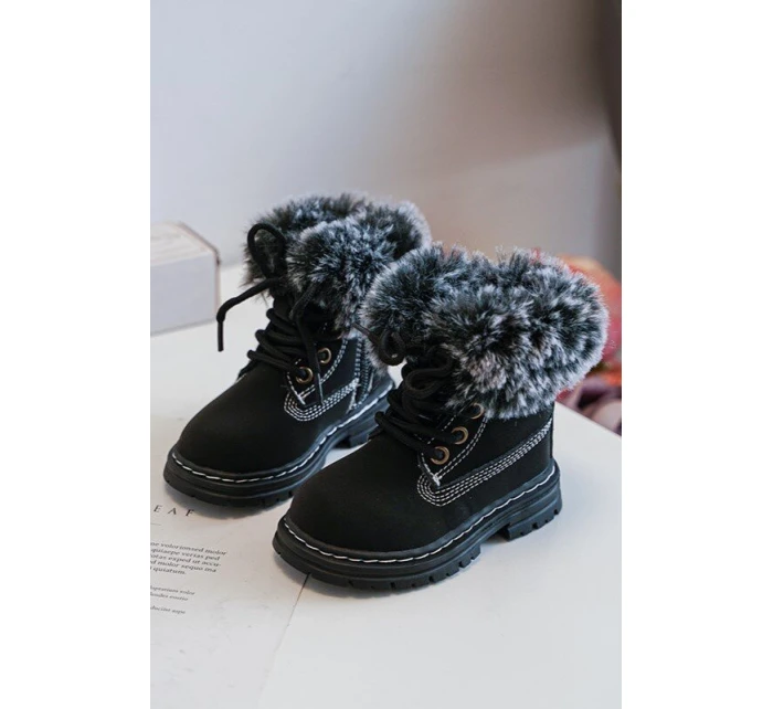 Dětské Trapery Botky na Zip s Kožíškem Černá model 21640144 - Boto