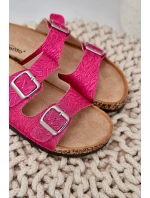 Textilní sandály na korkové podrážce s přezkami fuchsie model 21685385 - Boto