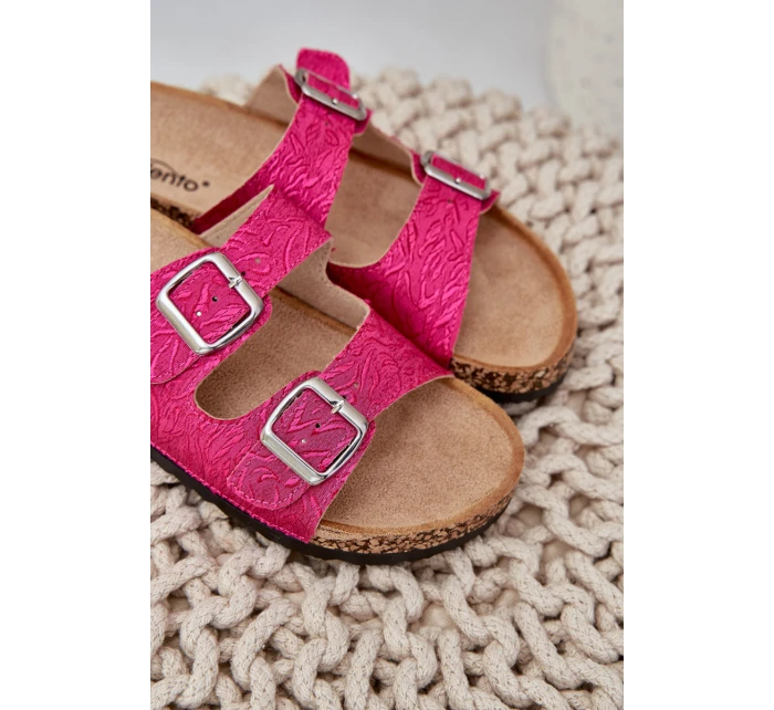 Textilní sandály na korkové podrážce s přezkami fuchsie model 21685385 - Boto