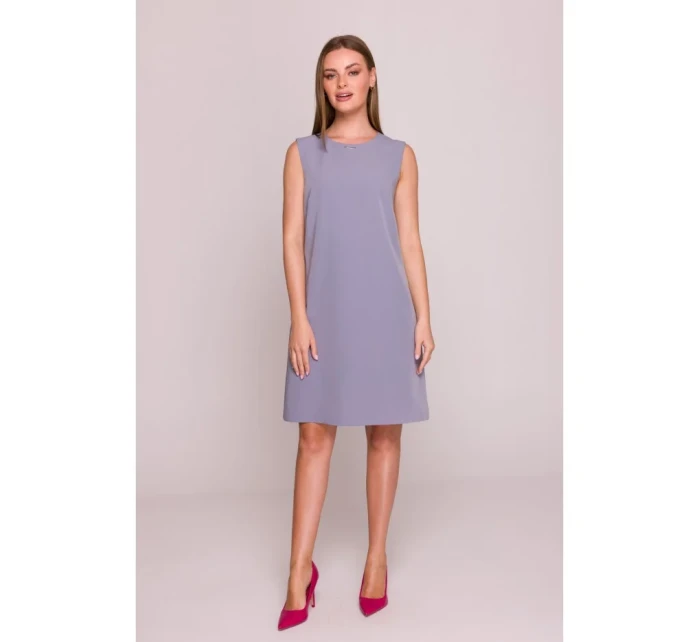 Šaty bez rukávů šedá model 21154733 - STYLOVE Šaty bez rukávů šedá model 21154733 - STYLOVE