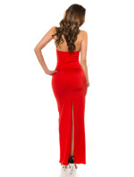 Sexy backless long dress with rhinestones