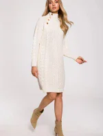 Dámské svetrové šaty M635 béžové - Made Of Emotion L/XL