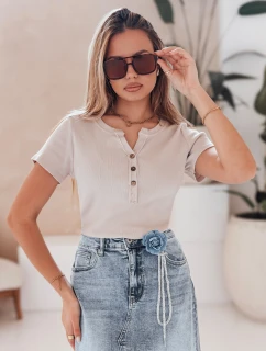 Dámská žebrovaná halenka KISS LOOK béžová FashionStreet RY2834