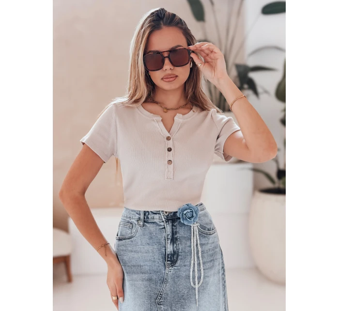 Dámská žebrovaná halenka KISS LOOK béžová FashionStreet RY2834