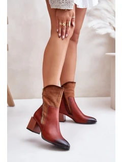 Zateplené dámské botky na podpatku hnědé Relabina