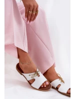 Kožené Dámské Pantofle Na Plochém Podpatku Bílé model 21692923 - Zazoo