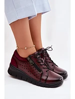 Kožené dámské polobotky na platformě model 22100874 bordó - VINCEZA