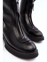 Dámské ploché kozačky se zipem černá Elkasa Dámské ploché kozačky se zipem černá Elkasa