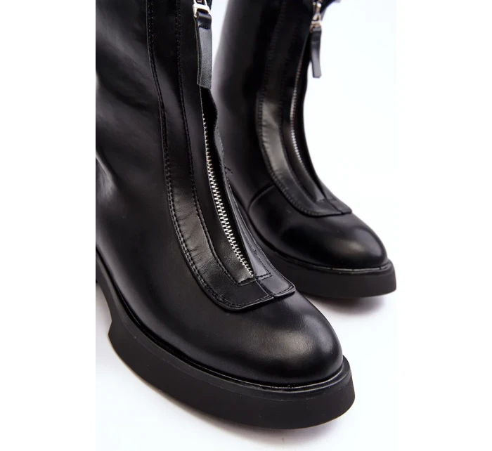 Dámské ploché kozačky se zipem černá Elkasa Dámské ploché kozačky se zipem černá Elkasa