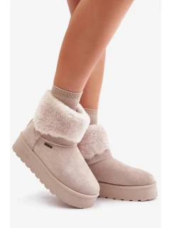 Sněhule Na Platformě S Kožešinou Big Star Světle béžové