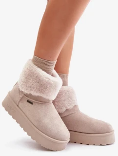 Sněhule Na Platformě S Kožešinou Big Star Světle béžové