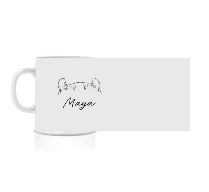 Personalizovaný klasický bílý keramický hrníček 300 ml se zvířecími oušky 