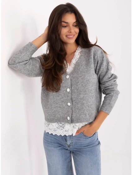 Dámský svetr PM SW F513.16 Šedý s ecru - FPrice