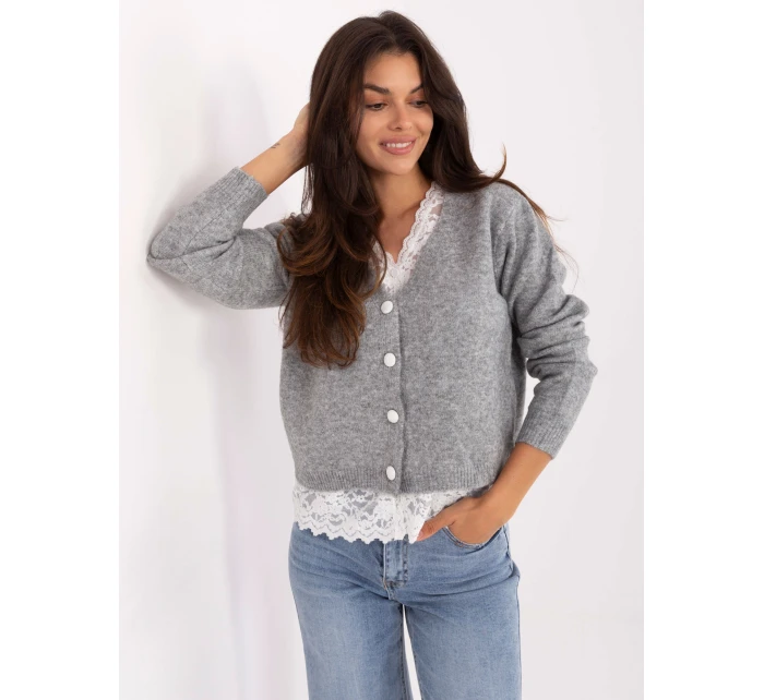 Dámský svetr PM SW F513.16 Šedý s ecru - FPrice