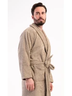 Pánský župan se šálovým límcem model 21820325 Béžová - Vienetta Pánský župan se šálovým límcem model 21820325 Béžová - Vienetta