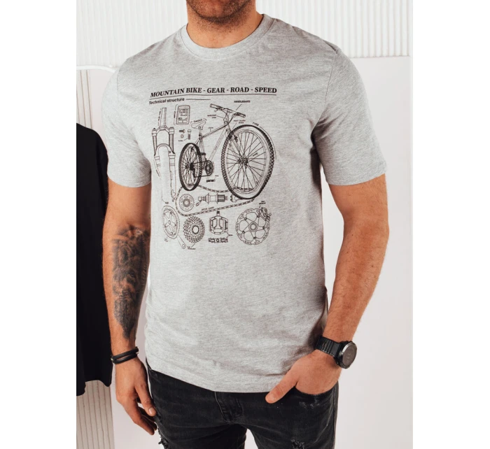 Pánské šedé tričko s potiskem FashionStreet RX5395