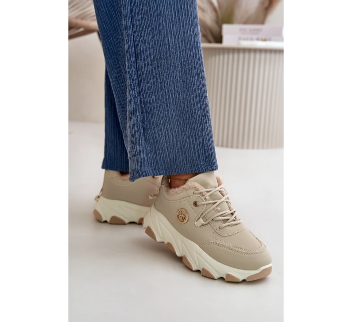 Zateplené Dámské Sportovní Boty Na Na Platformě Béžové model 21668469 - Boto Zateplené Dámské Sportovní Boty Na Na Platformě Béžové model 21668469 - Boto
