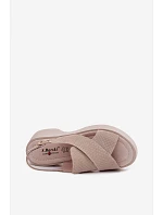 Kožené dámské sandály na platformě model 22100356 Béžové - S.Barski