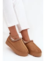 Dámské nízké sněhule Taliah na platformě s vyšíváním – camel