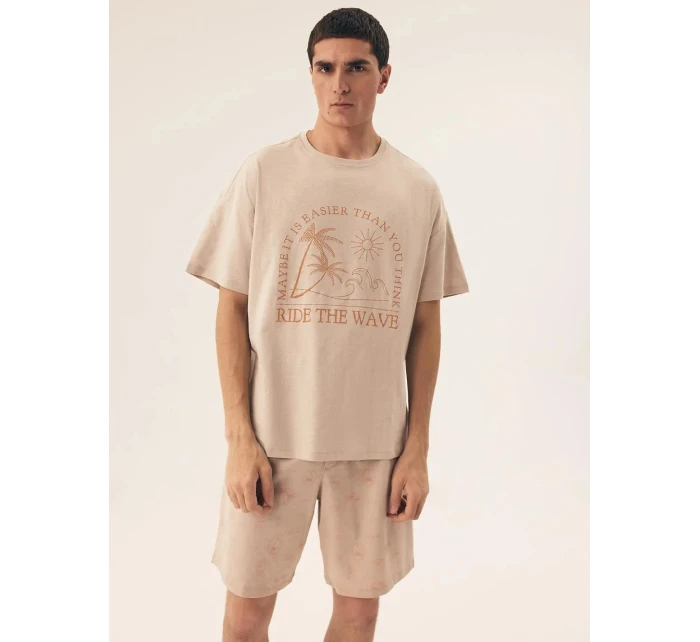 Pánské pyžamo Core 42604  02X Béžová vzor - Henderson