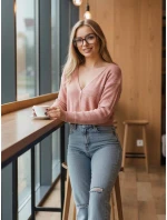 Dámský prolamovaný svetr GOFFY peach FashionStreet MY2279