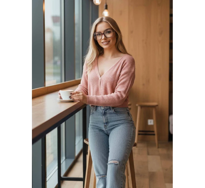 Dámský prolamovaný svetr GOFFY peach FashionStreet MY2279