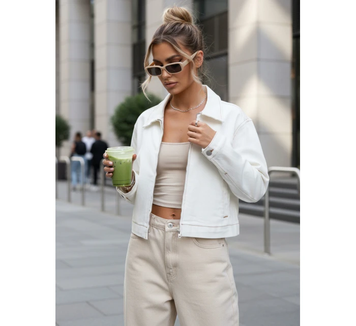 Dámská džínová bunda bílá FashionStreet TY5599 Dámská džínová bunda bílá FashionStreet TY5599