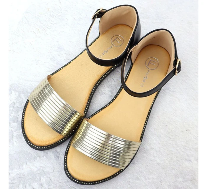 Dámské černo-zlaté sandály Filippo DS6917 Dámské černo-zlaté sandály Filippo DS6917