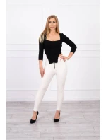 Halenka s žebrovaným výstřihem černá Halenka s žebrovaným výstřihem černá