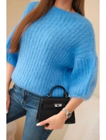 Dámský svetr z mohairu s 3/4 rukávem model 21803193 - K-Fashion Dámský svetr z mohairu s 3/4 rukávem model 21803193 - K-Fashion