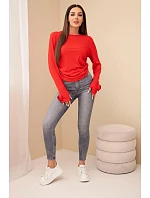 Dámská žebrovaná halenka s nařasením na boku červená