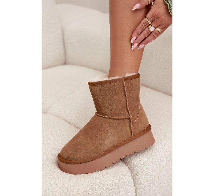 Dámské sněhule z přírodního semiše na platformě Camel model 21709740 - Boto Dámské sněhule z přírodního semiše na platformě Camel model 21709740 - Boto