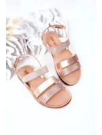 Dětské Lesklé Sandály Růžové Zlato Natalie Dětské Lesklé Sandály Růžové Zlato Natalie